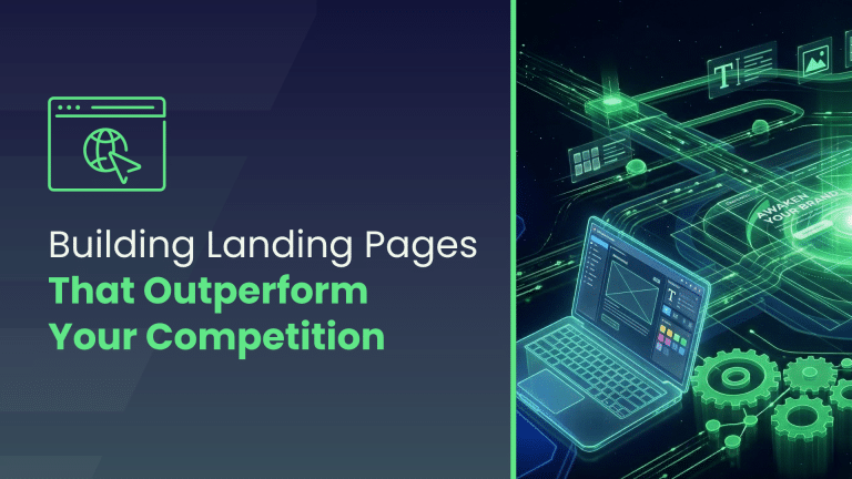 The High Cost of Ghosting: Fix Your Sales Follow-Up Strategy - banner of landing page Architecture with a laptop graphic